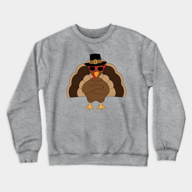 Cool Turkey with sunglasses Happy Thanksgiving Crewneck Sweatshirt by PLdesign